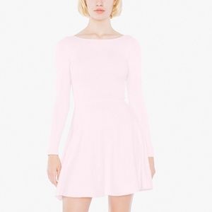 NEW American Apparel Ponte L/S Skater Dress Pink S